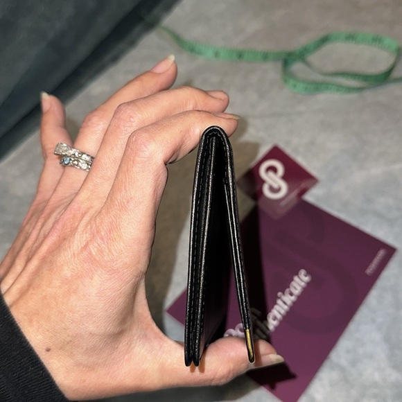 Dunhill black wallet / checkbook holder with gold details and card slots - Picture 8 of 8